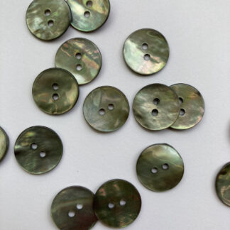 Olive Green dyed 2 hole shell buttons