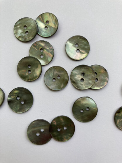 Olive Green dyed 2 hole shell buttons