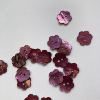 Foxglove Pink Purple dyed 2 hole flower shape shell buttons