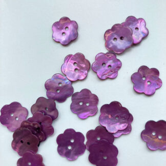 Foxglove Pink Purple dyed 2 hole flower shape shell buttons