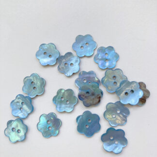 Sky Blue dyed 2 hole flower shape shell buttons