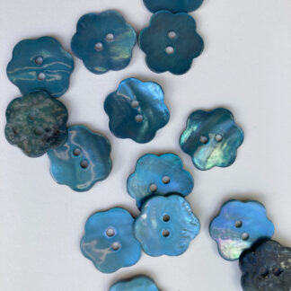 Sky Blue dyed 2 hole flower shape shell buttons