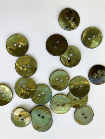 Olive Green dyed 2 hole shell buttons