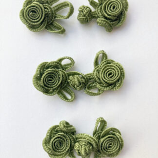 Leafy Green rose design frog fastener