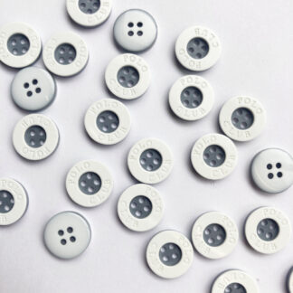 White and Grey 4 hole 'polo' shirt button with rim