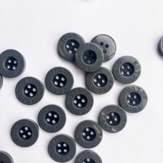 Dark Grey and Black 4 hole 'polo' shirt button with rim