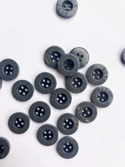 Dark Grey and Black 4 hole 'polo' shirt button with rim