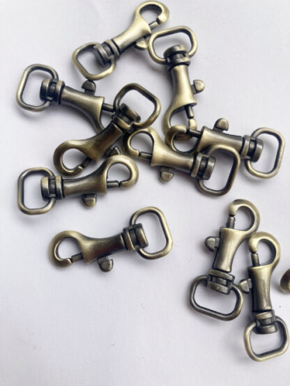 Antique Brass Metal mini Bag swivel Clip -takes a 12mm/1/2" strap