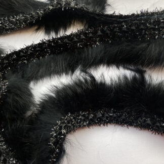 Black faux fur and lurex gimp trim