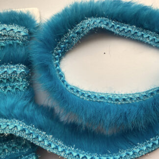 Turquoise Blue faux fur and lurex gimp trim