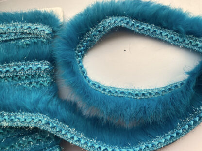 Turquoise Blue faux fur and lurex gimp trim