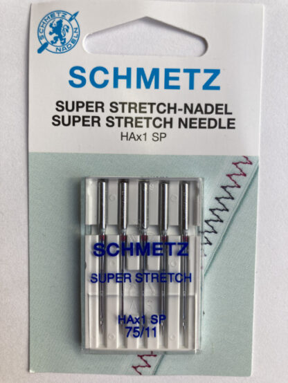 Pack of Schmetz size 11 (75) Super Stretch Needles for use with high elastane/Lycra jersey fabrics