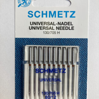 Bumper pack of Schmetz universal point size 12 needles (x 10) for medium weight woven fabrics.