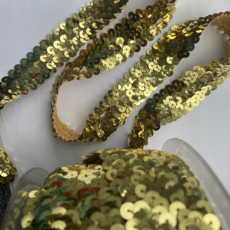 Gold Sequinned elasticated stretch Trim