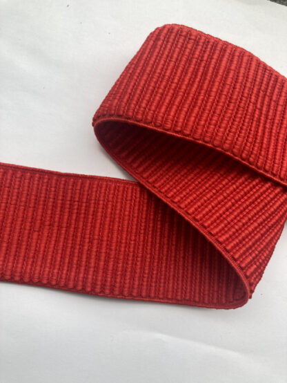 Red  ribbed 2” wide soft textured waistband Elastic