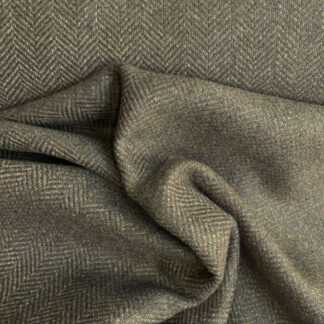 made in the UK olive khaki greeny brown herringbone wool tweed