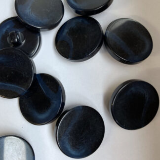 Navy Blue and Black marbled glossy flat plastic coat Button on shank