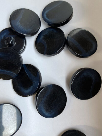 Navy Blue and Black marbled glossy flat plastic coat Button on shank