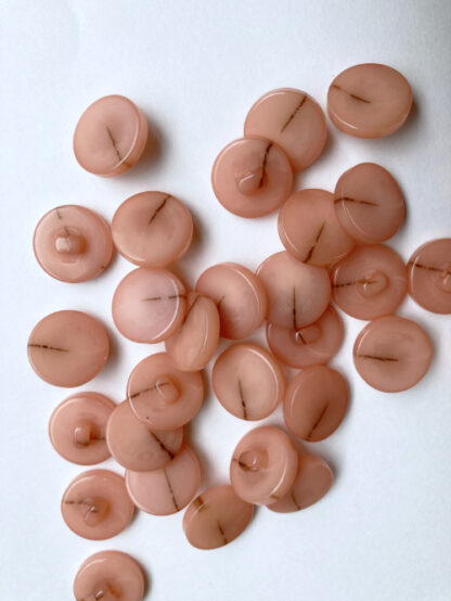 Peachy Apricot Pink marbled glossy flat plastic coat Button on shank