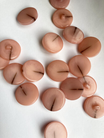 Peachy Apricot Pink marbled glossy flat plastic coat Button on shank