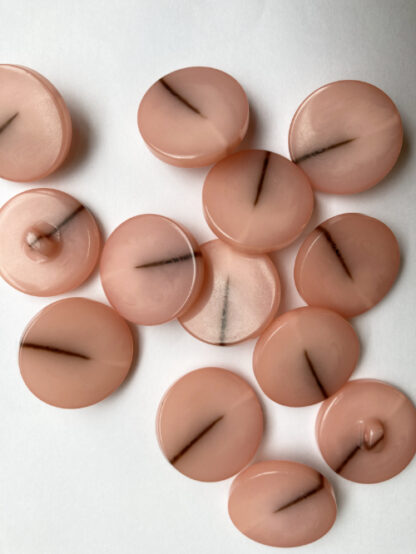 Peachy Apricot Pink marbled glossy flat plastic coat Button on shank