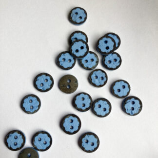 Sky Blue flower painted coconut wood 2 hole button