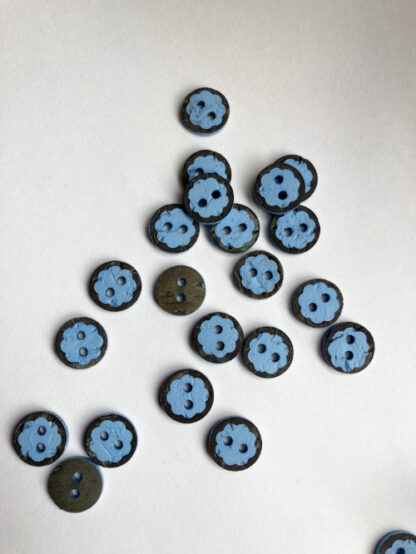 Sky Blue flower painted coconut wood 2 hole button