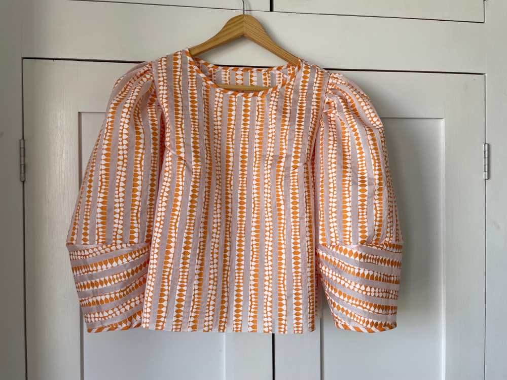 orange stripe jacquard organza closet core Cielo top