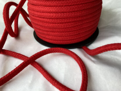 Red 100% Cotton braided hoodie /drawstring cord