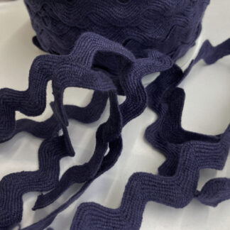 French Navy Blue Cotton Rick Rack Braid. Width of braid = 10mm, width including wiggle = 17mm