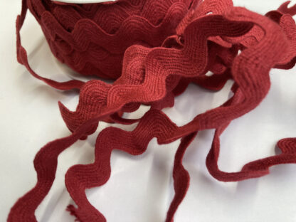 Wine Red Cotton Rick Rack Braid. Width of braid = 10mm, width including wiggle = 17mm