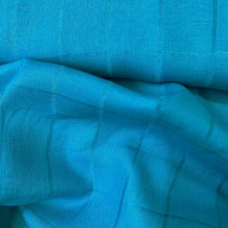 Electric Azure Turquoise Blue drawn thread check 100% Linen shirting