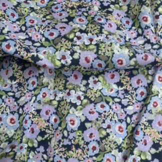 lilac and green ditsy floral print pima cotton lawn