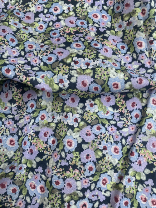 lilac and green ditsy floral print pima cotton lawn