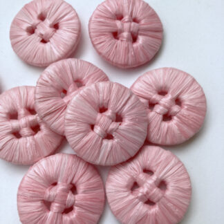 Pink raffia covered 4 hole button