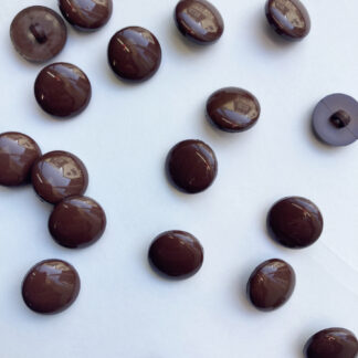 Chocolate Brown smarties type shiny plastic domed shank button