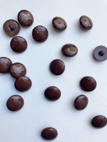Chocolate Brown smarties type shiny plastic domed shank button