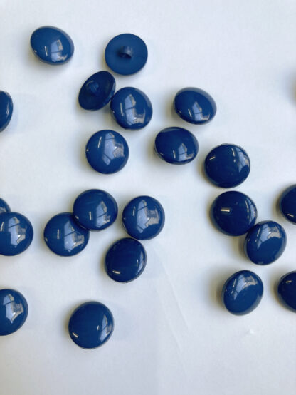 French Bright Navy Blue smarties type shiny plastic domed shank button