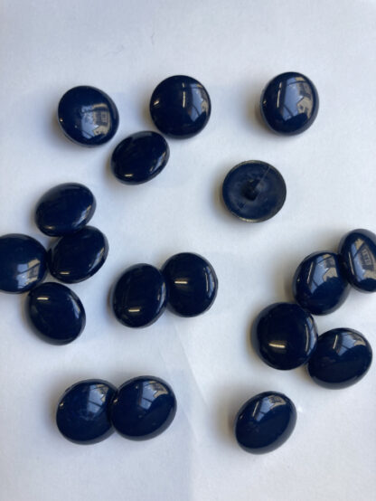Navy Blue smarties type shiny plastic domed shank button