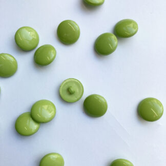 Lime Green smarties type shiny plastic domed shank button