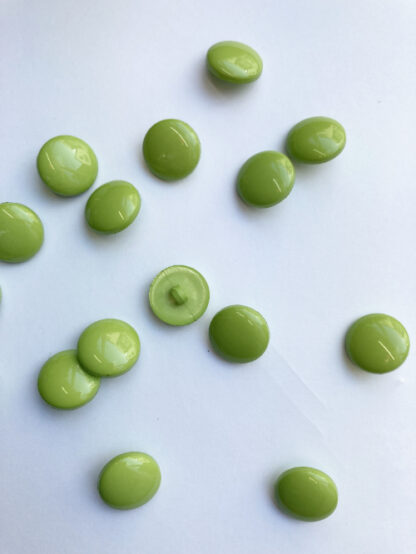 Lime Green smarties type shiny plastic domed shank button