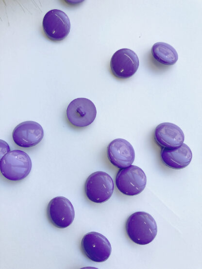 Lilac Purple smarties type shiny plastic domed shank button