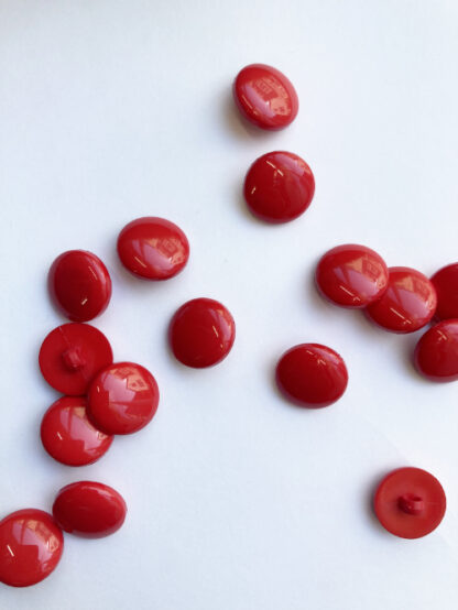 Fire Engine Red smarties type shiny plastic domed shank button
