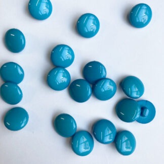 Turquoise Blue smarties type shiny plastic domed shank button