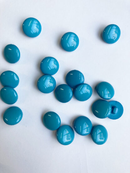 Turquoise Blue smarties type shiny plastic domed shank button