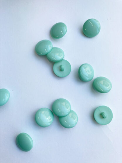 Mint Aqua Green smarties type shiny plastic domed shank button