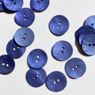 Delphinium Blue dyed 2 hole satin finish shell buttons