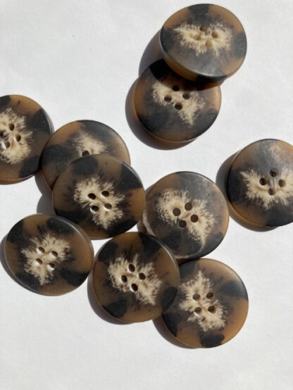 wedge shaped marbled brown mock horn coat button