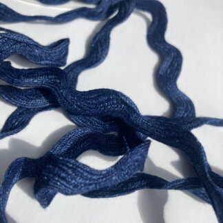 Indigo Denim Blue Cotton Rick Rack Braid. Width of braid = 10mm, width including wiggle = 15mm