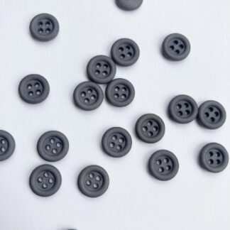Mid Grey matt plastic 4 hole button with rim